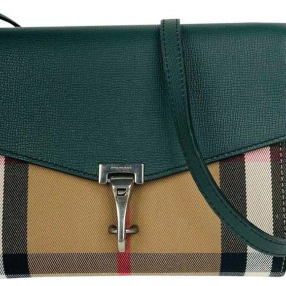 NWT BURBERRY MACKEN HOUSE CHECK DERBY LEATHER CROSSBODY BAG - Picture 11 of 11